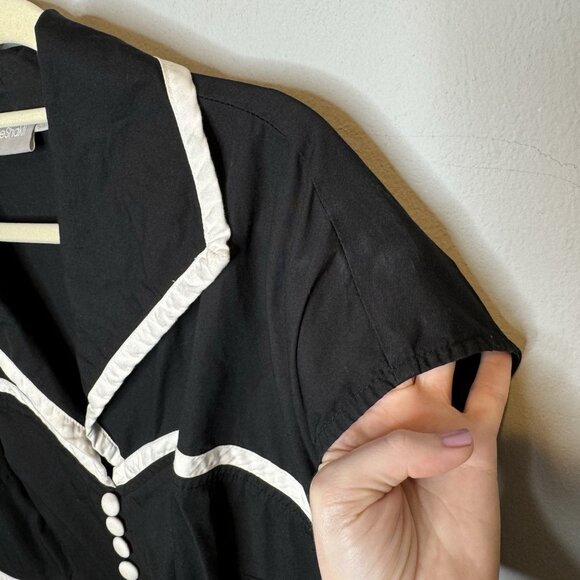 Eshakti Dress 1X 18W Black White Mini Short Sailor Short Sleeve Collared - Picture 8 of 8